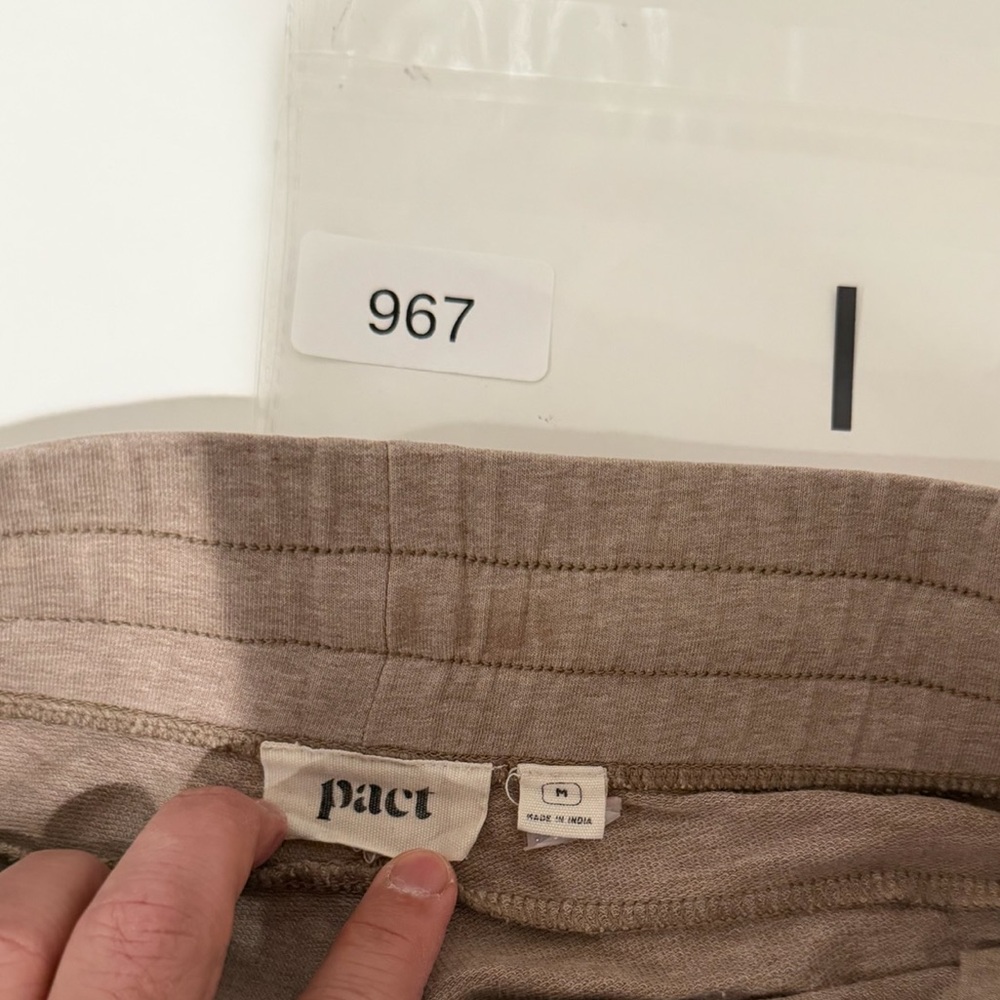 Pact Women's Taupe Organic Cotton Jogger Pants size M - Picture 6 of 8